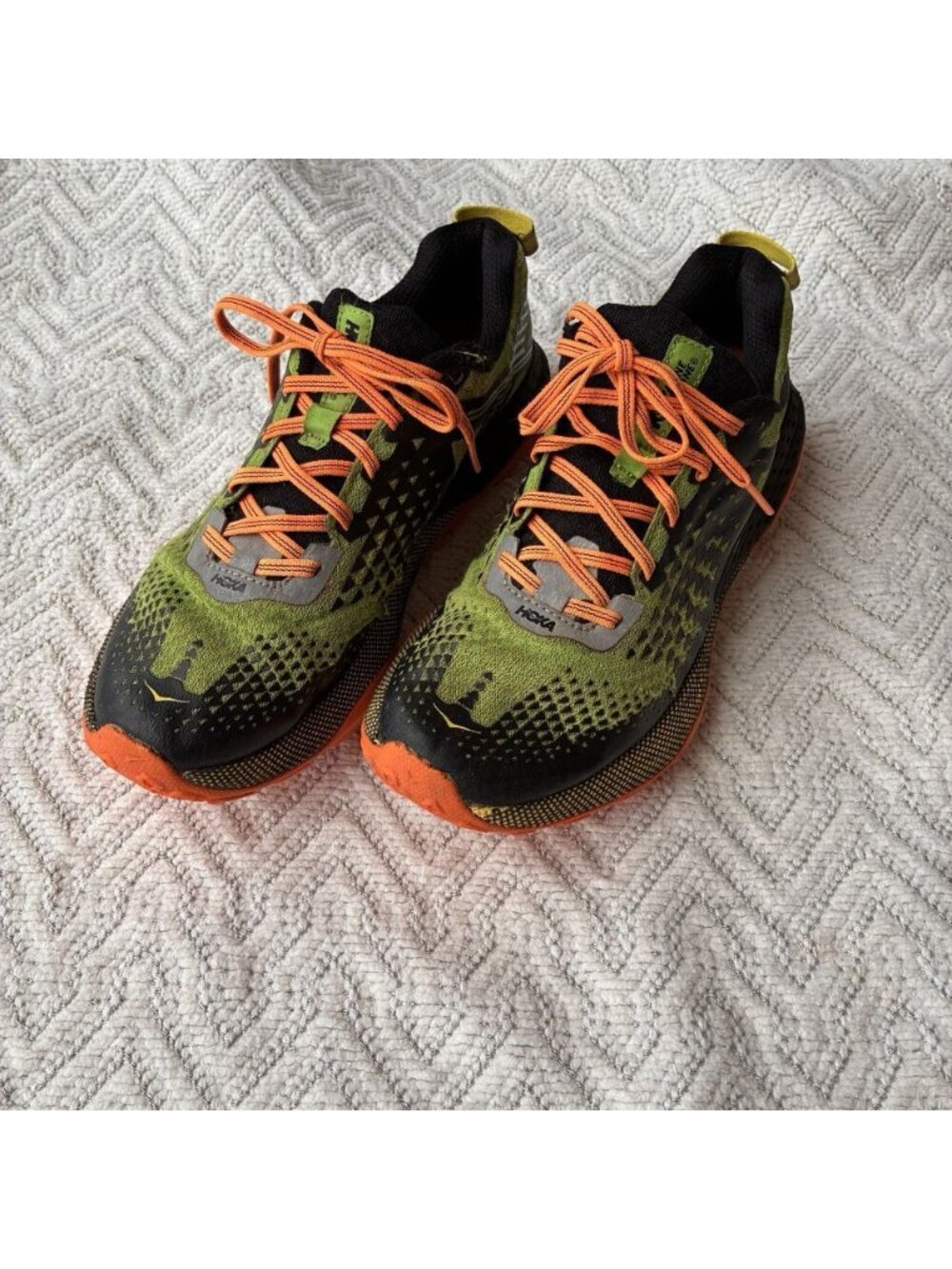 HOKA Men’s Speed Instinct 2 Trail Running Shoes Green Orange Size 9 READ DESC